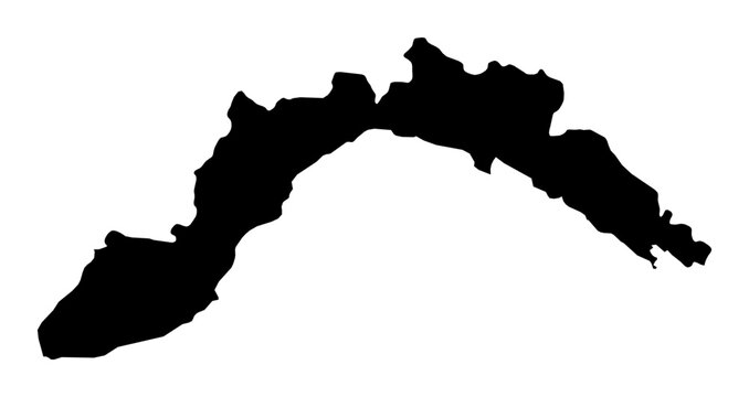 A contour map of Liguria. Italian region silhouette