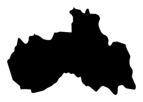 A contour map of Liberec Region. Czech region silhouette