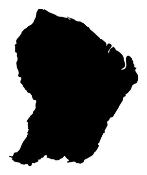 A contour map of French Guiana. French region silhouette