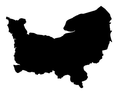 A contour map of Normandy. French region silhouette
