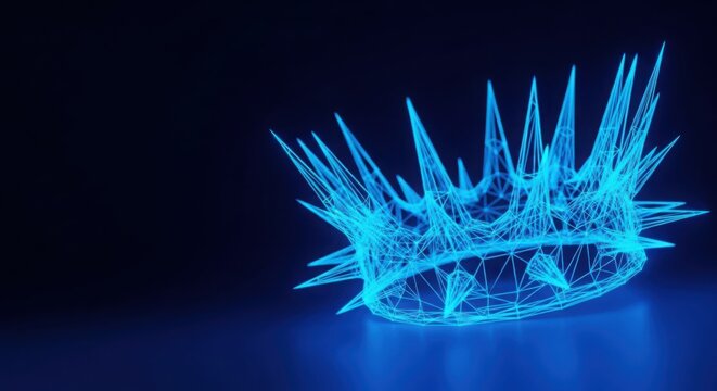 A blue crown on a purple background illustration