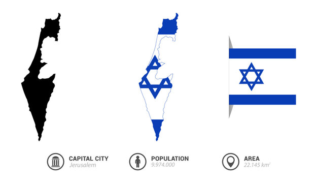 Israel map and national flag vector illustration
