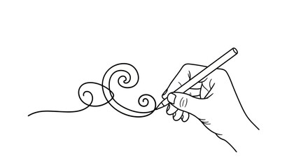 Obraz premium Hand Drawing a Curvy Swirl Line with a Pen Artistic Creation Concept