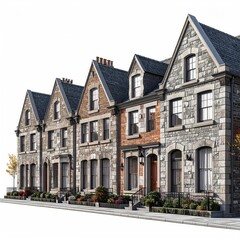 Fototapeta premium Row of charming, historic stone homes with architectural details