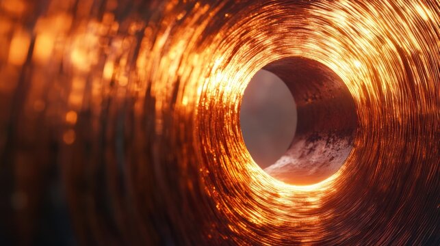 Abstract close up of copper wire coil