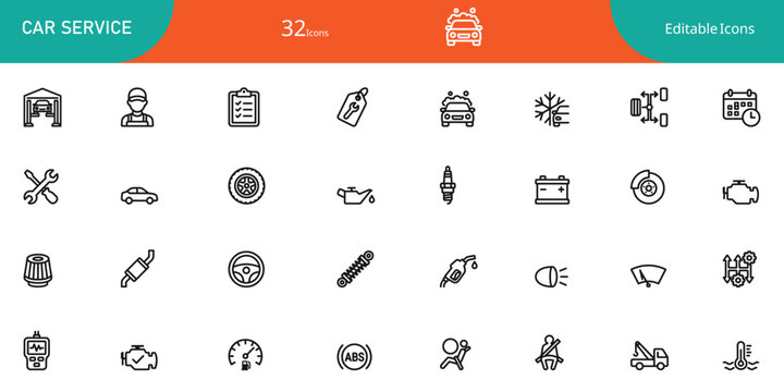 Car service icons set