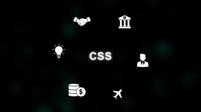 Business process flow chart with icons for money settings idea bulb target and handshake and the text CS