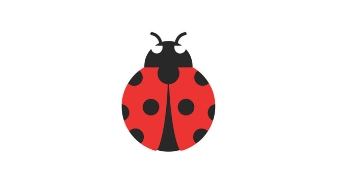 Cute red ladybug illustration with black spots.