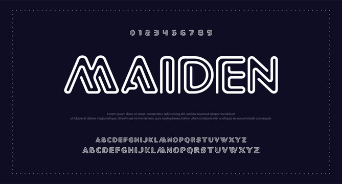 Creative abstract modern digital technology fonts. Minimalist slim typography monogram font style. Vector illustration and tech logo