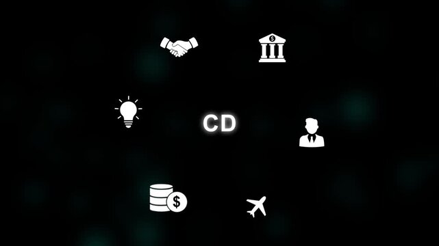 Futuristic Motion Graphics of CD Continuous Delivery Concept on Digital Circuit Board Background, Global Networking Corporate Success, High Tech Innovation Animation for DevOps.
