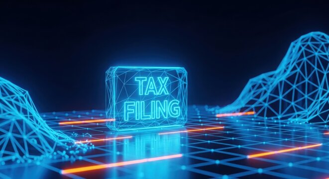 A futuristic illustration of tax filing illustration