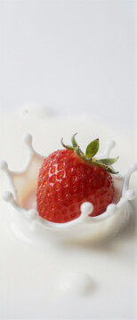 Strawberry splash in milk