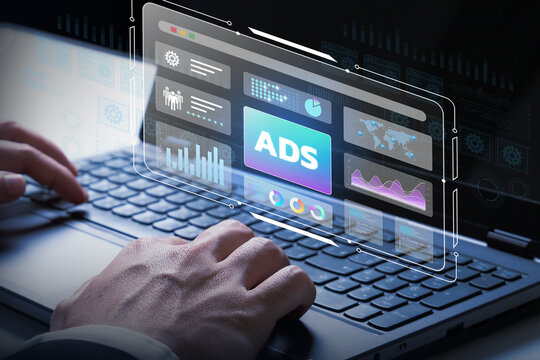 Online advertising interface on laptop