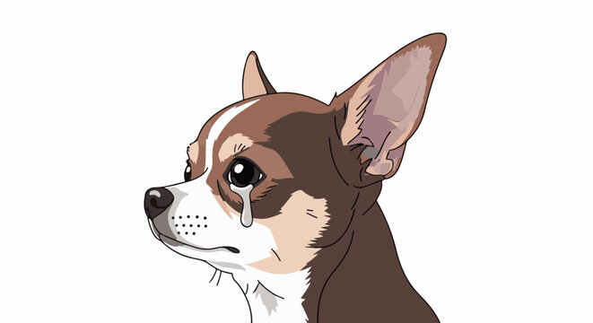 A sad chihuahua with a tear rolling down its eye
