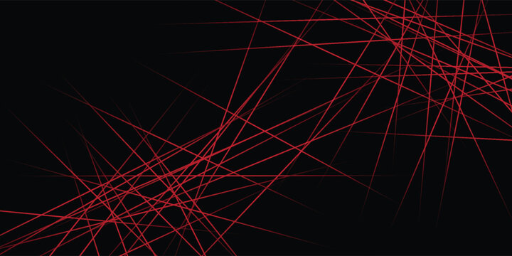 Futuristic dark background with dense overlapping sharp red light beams creating random virtual energetic web composition, dynamic background