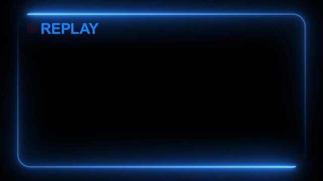 Video camera replay screen animation, Replay text button animation with alpha channel, Replay icon video for Live Streamers, on a Black screen background 4k video