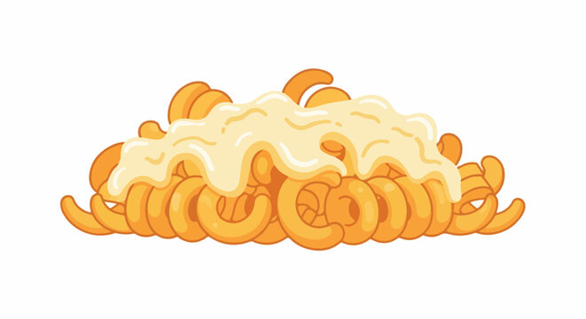 A pile of golden macaroni covered in creamy cheese sauce