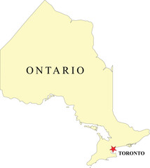 Obraz premium Isolated Map of Ontario Province with Capital City Toronto