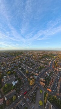 Ipswich Downtown Aerial 4K Video: Panoramic Town Centre and Skyline at Sunset