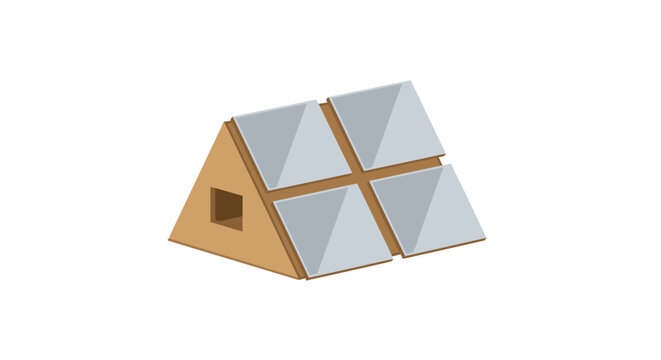 Geometric Triangular Structure with Modern Roofing Design Elements.