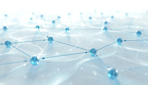 Abstract network of blue spheres and connections with glowing lights abstract technology connection background communication internet information particles futuristic structure illumination