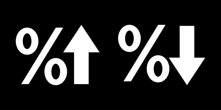 Percentage signs with up and down arrows