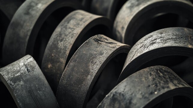 Close up of industrial rubber rings