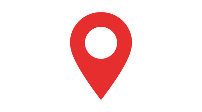 Simple red map pointer icon representing a digital location marker for navigation and travel web design