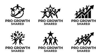 Fototapeta premium Set of black business growth icons with people and arrows