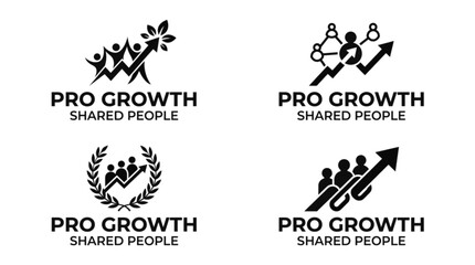 Fototapeta premium Business growth and people success icon set