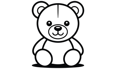 Simple line drawing of a cute teddy bear sitting upright © Styllo