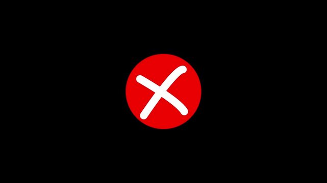 Red x cross symbols animation on black background, for decision making, and feedback