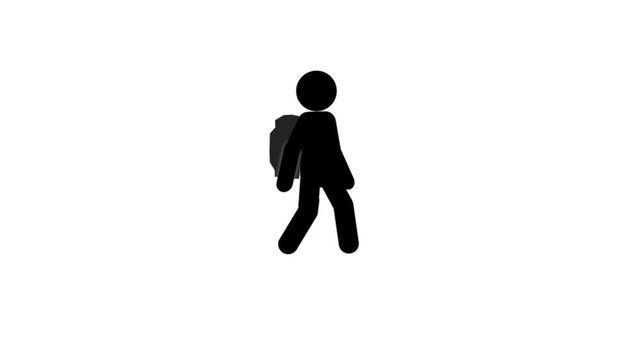Child Walking Icon animation. Simple child silhouette icon representing childhood, education, school life, growth, and youth activity concepts.