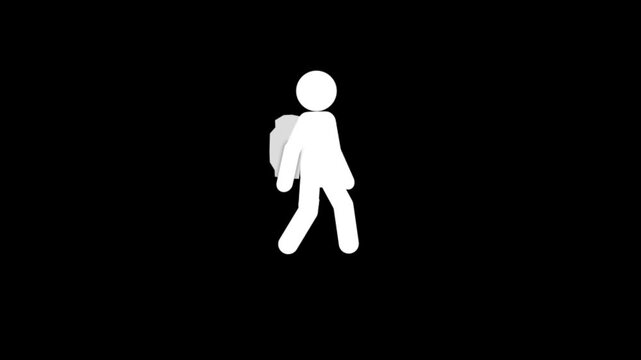 Child Walking Icon animation. Simple child silhouette icon representing childhood, education, school life, growth, and youth activity concepts.