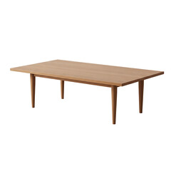 Fototapeta premium Wooden dining table with tapered legs on a white background
