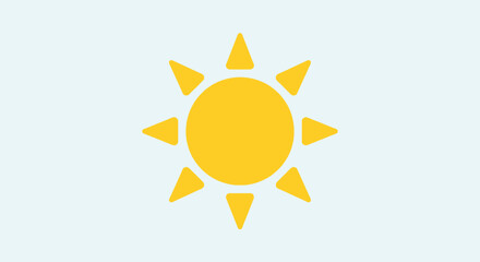 Fototapeta premium A simple yellow sun icon on blue.