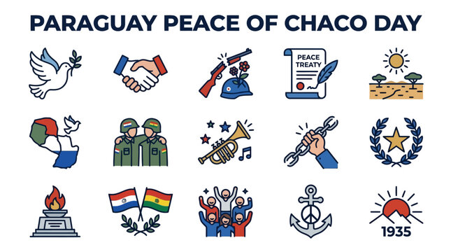 Paraguay Peace of Chaco Day Icons