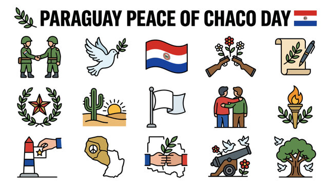 Paraguay Peace of Chaco Day Icons - Vector Illustration
