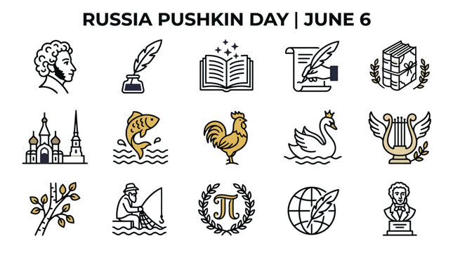 Russia Pushkin Day June 6 Icons - Literature, Culture, History