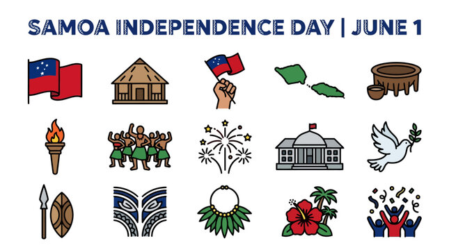 Samoa Independence Day Icons: Flag, Culture, Landmarks