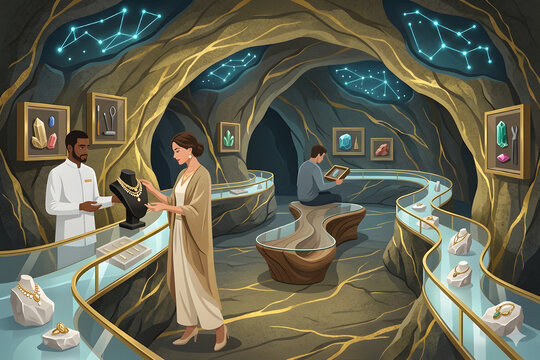 Luxury Jewelry Boutique Inside an Elegant Underground Cave