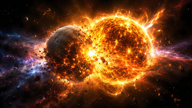 Catastrophic Planet and Star Collision Creating Massive Cosmic Explosion