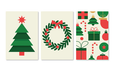 Naklejka premium Assorted christmas icons and patterns for holiday design with christmas pattern christmas tree christmas wreath winter holidays
