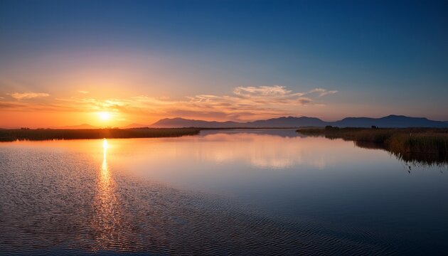 tranquil ebro delta sunrise over still waters