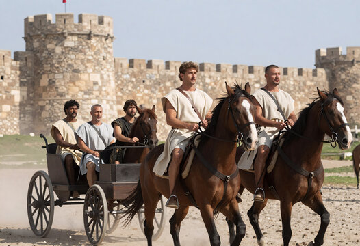 Ancient Greeks Besiege Troy with Horses and Chariots
