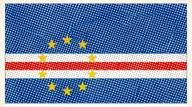 Flag of cape verde with a vintage pop art halftone dot texture