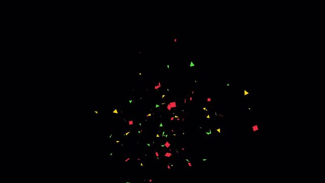 Vfx confetti for festive designs with dynamic shapes and colors. Perfect for adding a lively touch to party invitations or animations.4K - Alpha Channel