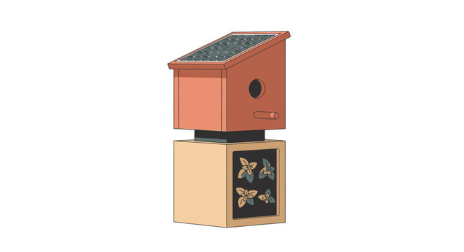 Decorative Wooden Birdhouse with Quilt Pattern Base.