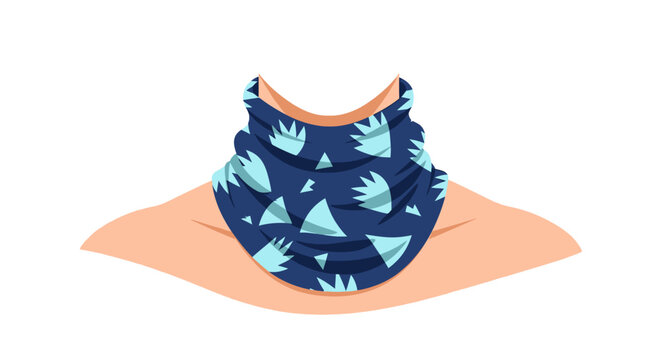 Fashionable geometric patterned neck gaiter illustration flat.