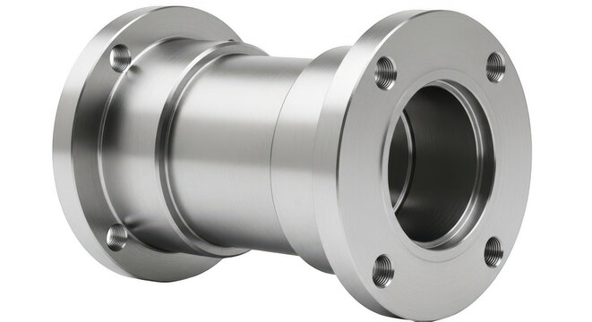 Industrial metal pipe flange connector with bolts for plumbing and heavy machinery systems